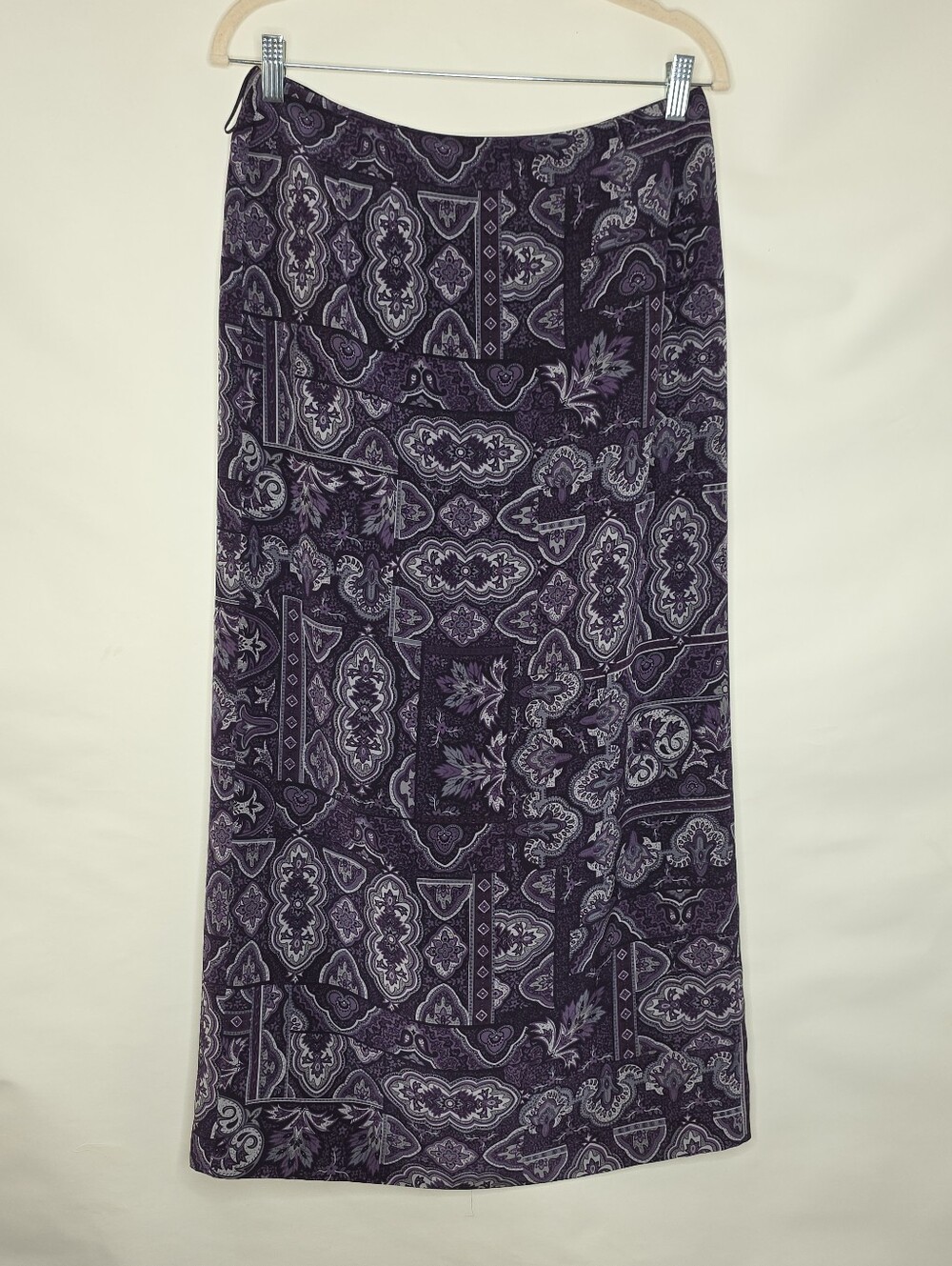 Talbots 100% SILK Purple Print Maxi/Midi Skirt Size 10 Fully Lined Vintage‎ Fall